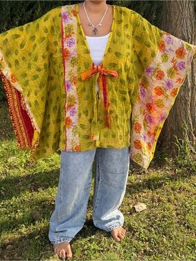 Butterfly shaped floral kantha kimono